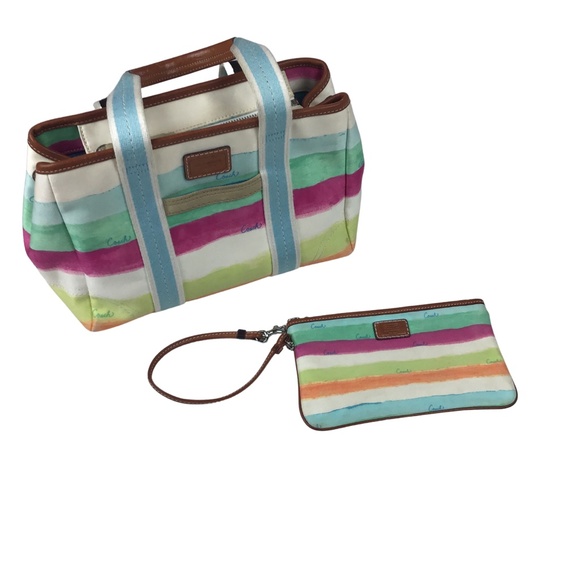 Coach Handbags - Coach Hampton Watercolor Purse & Wristlet